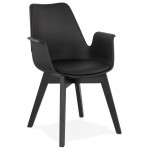 Skandinavischer Designstuhl mit KALLY Füßen schwarzer Holzfuß (schwarz)