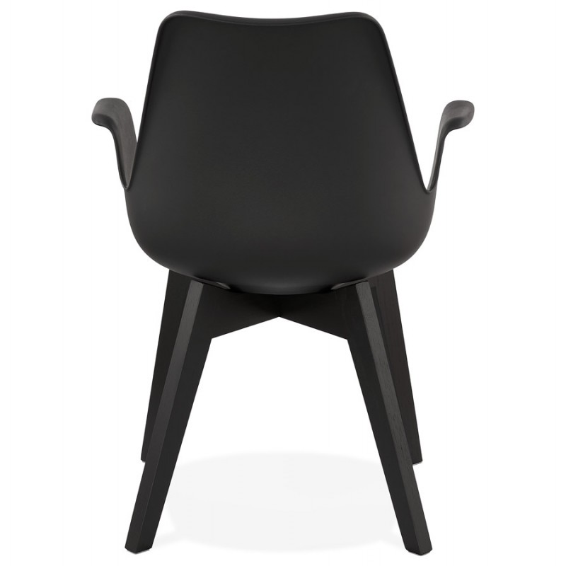 Chaise design scandinave avec accoudoirs KALLY pieds bois couleur noire (noir) - image 43567