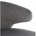 Fauteuil design YASUO en velours pieds bois couleur noire (gris)