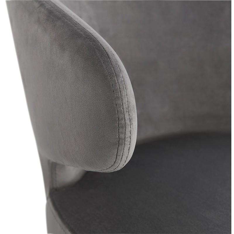 Silla de diseño YASUO en terciopelo de madera de color natural (gris) - image 43612
