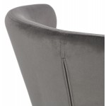 Fauteuil design YASUO en velours pieds bois couleur naturelle (gris)