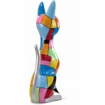 Statue decorative sculpture design CHAT DEBOUT POP ART in resin H100 cm (Multicolored)