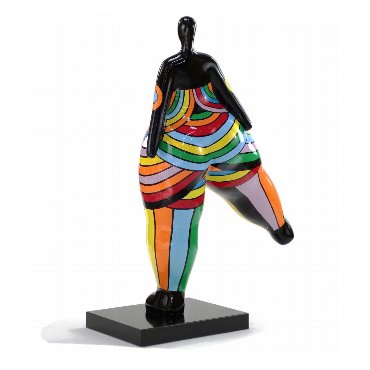 Statue sculpture décorative design FEMME JAMBE LEVEE en résine H80 cm  (Multicolore) - Objets de décoration design