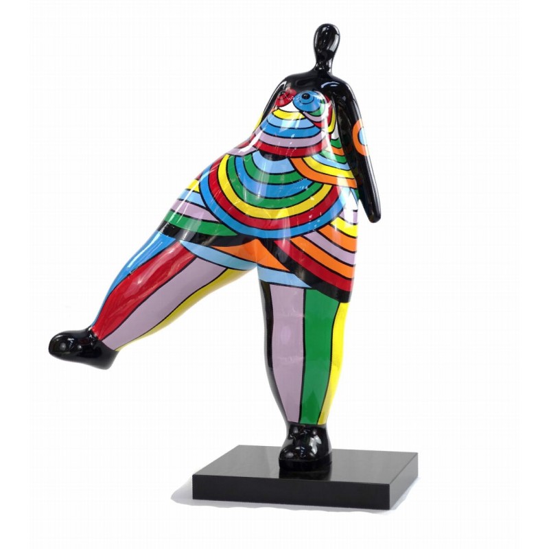 Escultura decorativa de estatua WOMAN JAMBE LEVEE en resina H80 cm (Multicolor) - image 43797