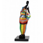 Statue sculpture décorative design FEMME JAMBE LEVEE en résine H80 cm (Multicolore)