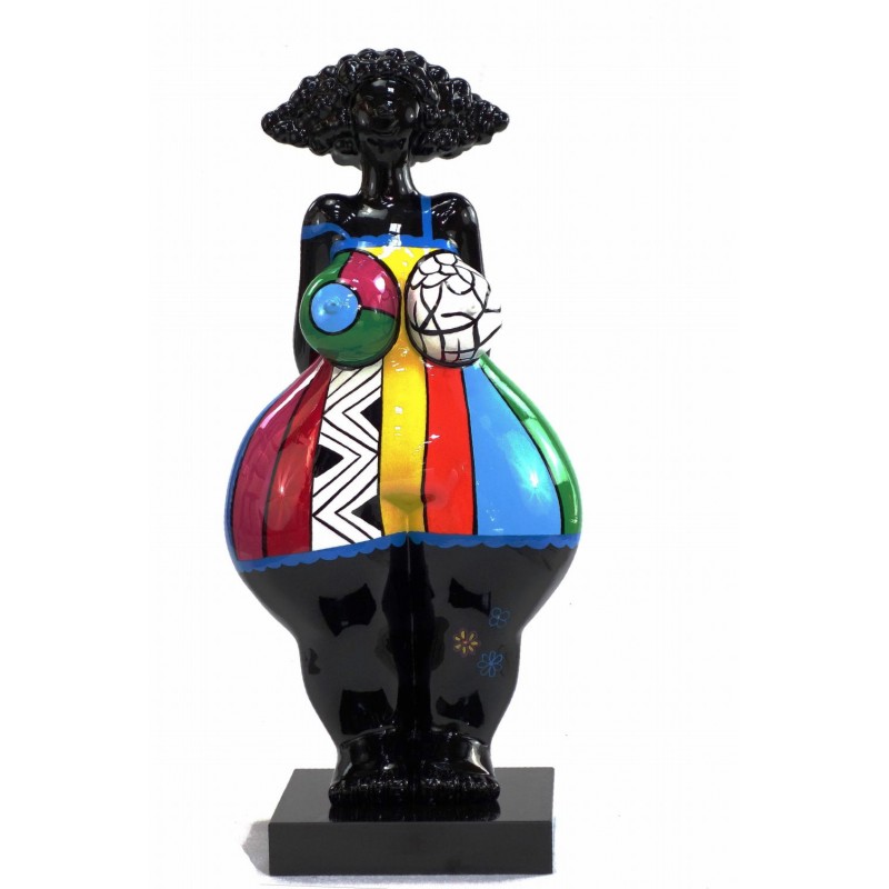 Escultórica escintiva decorativa de la estatua WOMAN EXOTIC DEBOUT en resina H66 cm (Multicolor)