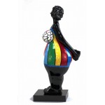 Statue sculpture décorative design FEMME EXOTIQUE DEBOUT en résine H66 cm (Multicolore)