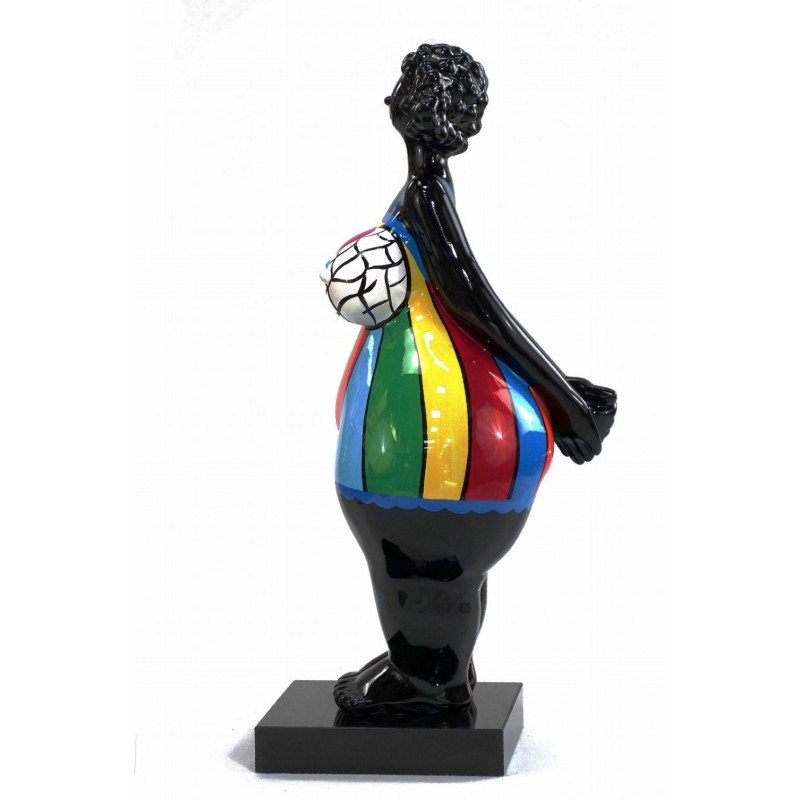 Escultórica escintiva decorativa de la estatua WOMAN EXOTIC DEBOUT en resina H66 cm (Multicolor) - image 43809