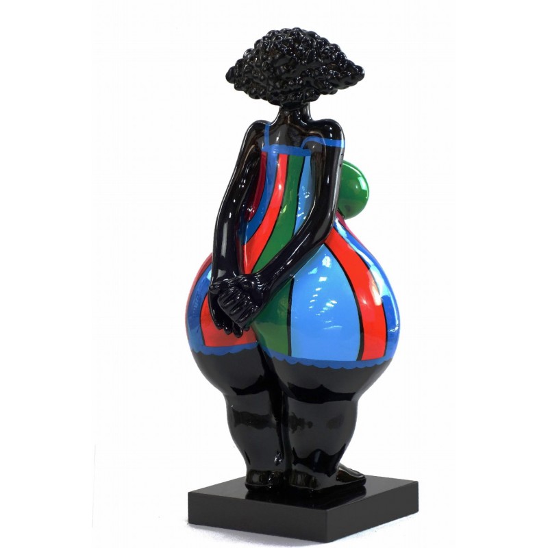 Escultórica escintiva decorativa de la estatua WOMAN EXOTIC DEBOUT en resina H66 cm (Multicolor) - image 43811