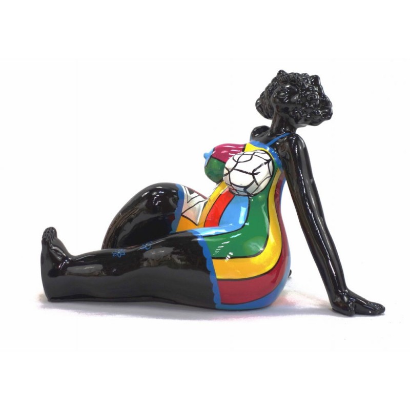 Statue decorative sculpture design WOMAN EXOTIC ASSISE in resin H38 cm (Multicolored) - image 43827