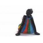 Statue decorative sculpture design WOMAN EXOTIC ASSISE in resin H38 cm (Multicolored)