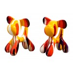 Set of 2 statues decorative sculptures design COUPLE OF CHIENS in resin H29 cm (Multicolored)