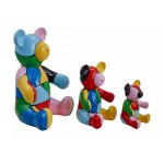 Set de 3 statues sculptures décoratives design NOUNOURS en résine H46/29/21 cm (Multicolore)