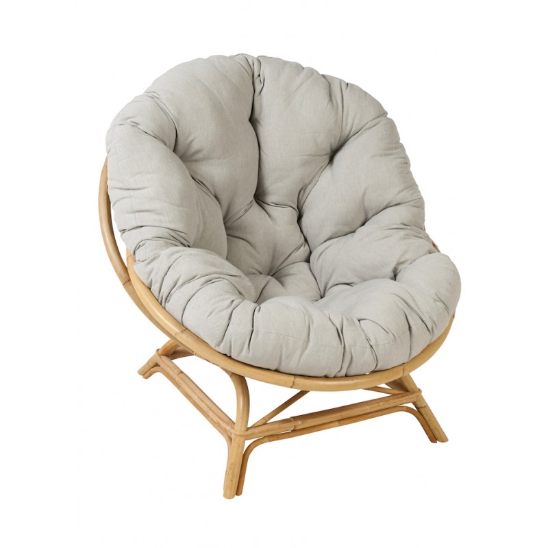 SHELL XXL vintage style natural rattan chair with cushion - image 44336