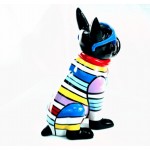 Statuette design decorative sculpture dog sitting H36 in resin (multicolor)