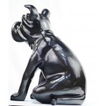 Estatuilla diseño escultura decorativa perro resina (gris oscuro)