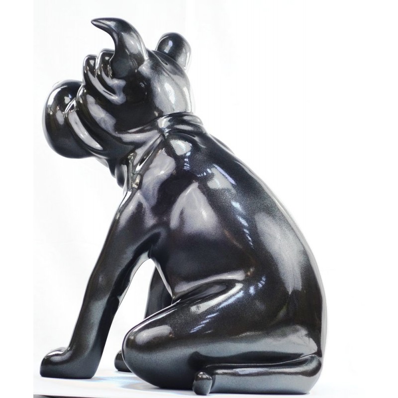 Statuetta design scultura decorativa cane in resina (Grigio scuro) - image 44396