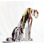 Statuette sculpture décorative design PANTHERE SAVANE en résine H100 (multicolore)