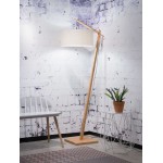 Lámpara de pie de bambú ANDES y pantalla de lino ecológica (natural, lino ligero)