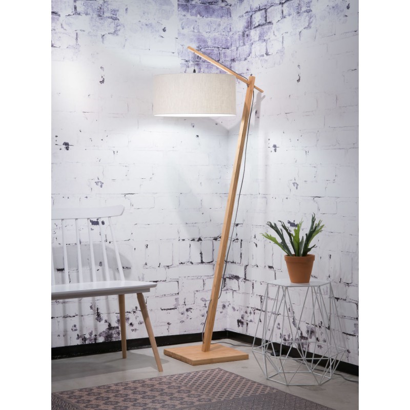 Lámpara de pie de bambú ANDES y pantalla de lino ecológica (natural, lino ligero) - image 44459