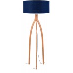 Lampada in legno in piedi e paralume di lino eco-friendly annaPURNA (natural, blue jeans)