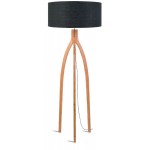 Bamboo standing lamp and annaPURNA eco-friendly linen lampshade (natural, dark grey)
