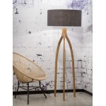 Bamboo standing lamp and annaPURNA eco-friendly linen lampshade (natural, dark grey)