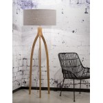 Lámpara de pie de bambú y pantalla de lino ecológica ANNAPURNA (natural, gris claro)