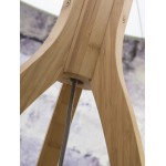 Lampada in legno in piedi e paralume di lino eco-friendly ANNAPURNA (naturale, grigio chiaro)