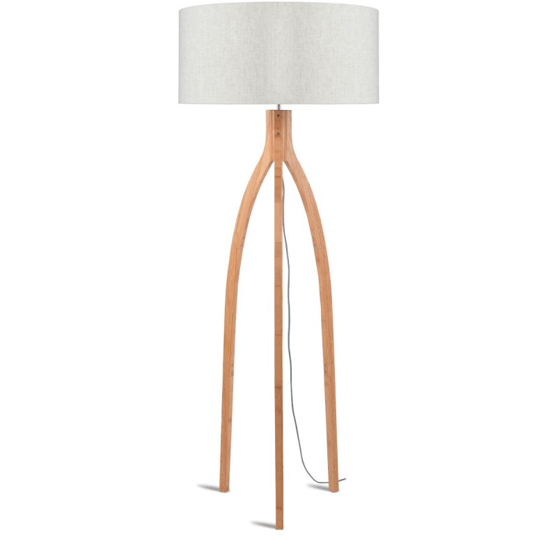 Bamboo standing lamp and annaPURNA eco-friendly linen lampshade (natural, light linen) - image 44504