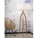 Bamboo standing lamp and annaPURNA eco-friendly linen lampshade (natural, white)