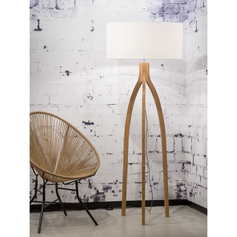 Lámpara de pie de bambú y pantalla de lino ecológica annaPURNA (natural, blanca) - image 44510