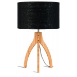 Lampada da tavolo Bamboo e lampada di lino eco-friendly annaPURNA (naturale, nera)