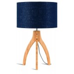 Bamboo table lamp and annaPURNA eco-friendly linen lampshade (natural, blue jeans)
