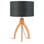 Lámpara de mesa de bambú y lámpara de lino ecológica annaPURNA (natural, gris oscuro)