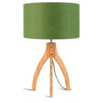Lámpara de mesa de bambú y lámpara de lino ecológica annaPURNA (natural, verde oscuro)