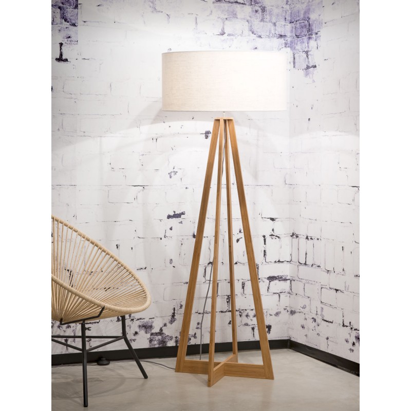 Bamboo standing lamp and everEST eco-friendly linen lampshade (natural, white) - image 44583