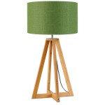 Lampada da tavolo Bamboo e lampada di lino eco-friendly sempreEST (naturale, verde scuro)