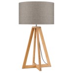Lampada da tavolo Bamboo e lampada di lino eco-friendly EVEREST (lino naturale e scuro)