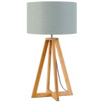Lampe de table en bambou et abat-jour lin écologique EVEREST (naturel, gris clair)