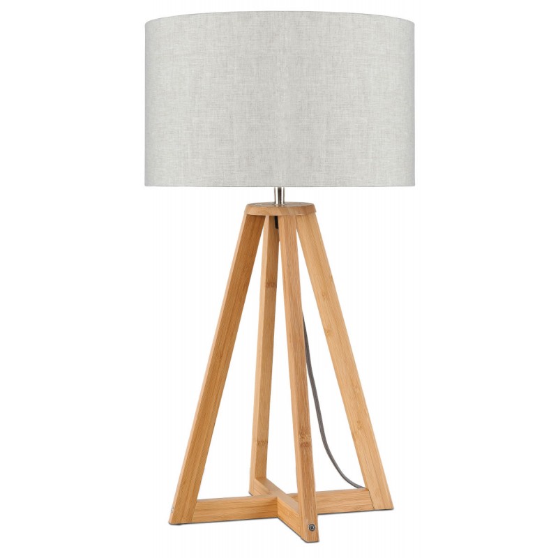 Propuesta Desviar Mirar atrás Lámpara de mesa de bambú y lámpara de lino ecológica EVEREST (natural, lino  claro)