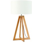 Bamboo table lamp and everEST eco-friendly linen lampshade (natural, white)