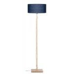 Lampada in legno in piedi di bambù e paralume di lino eco-friendly FUJI (natural, blue jeans)