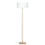 Lámpara de pie de bambú y pantalla de lino ecológica FUJI (natural, blanca)