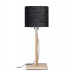 Bamboo table lamp and FUJI eco-friendly linen lampshade (natural, black)