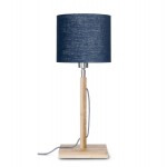 Bamboo table lamp and FUJI eco-friendly linen lampshade (natural, blue jeans)