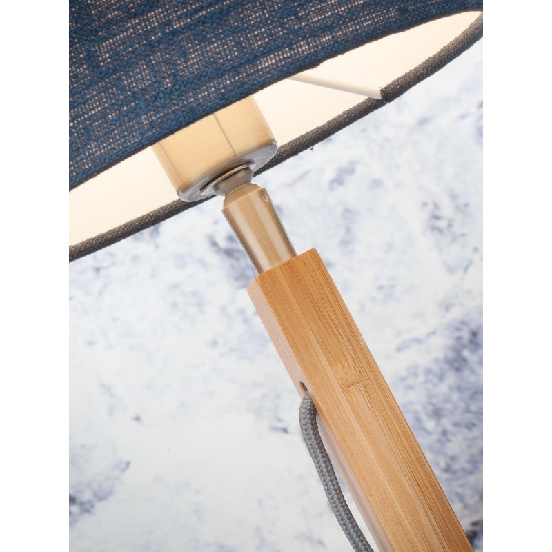 Lámpara de mesa de bambú y pantalla de lino ecológica FUJI (jeans naturales y azules) - image 44672