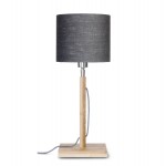 Bamboo table lamp and FUJI eco-friendly linen lampshade (natural, dark grey)