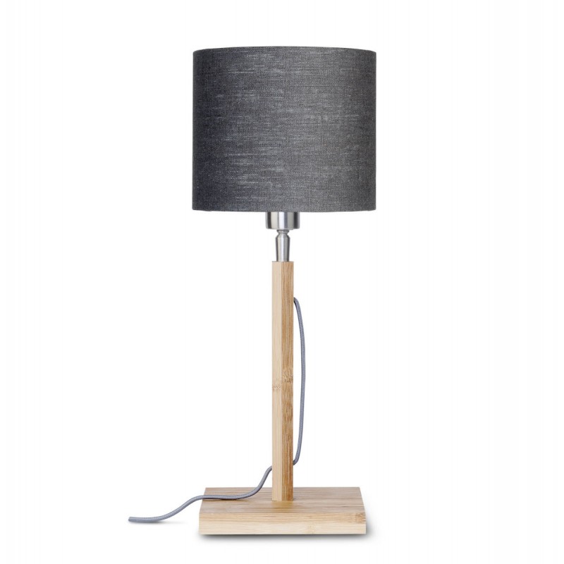 Bamboo table lamp and FUJI eco-friendly linen lampshade (natural, dark grey) - image 44674
