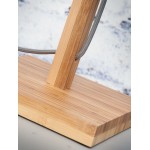 Lámpara de mesa de bambú y pantalla de lino ecológica FUJI (natural, gris claro)